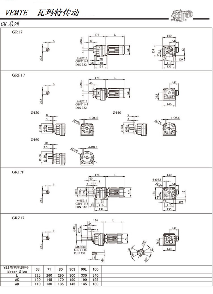 R17減速機圖紙，R00系列齒輪減速器尺寸圖