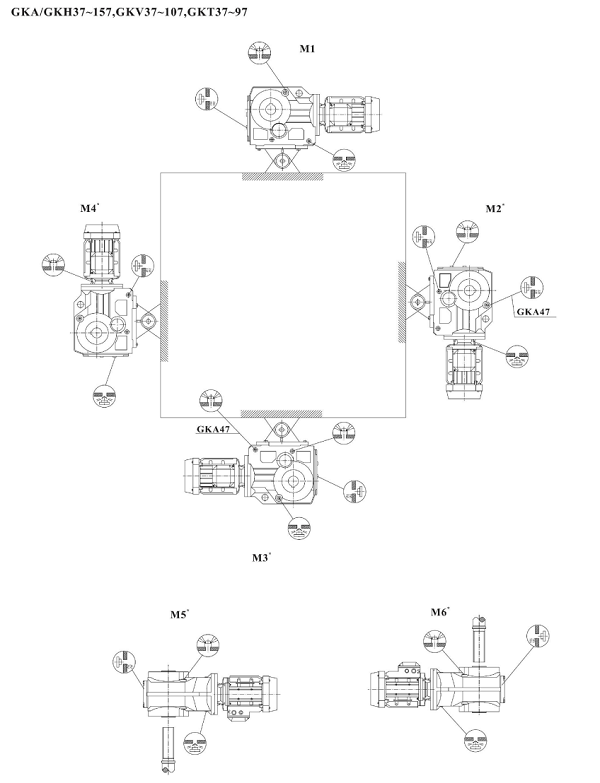 KA KH KV KT減速機安裝方位圖 KA KH KV KT減速機安裝方位圖